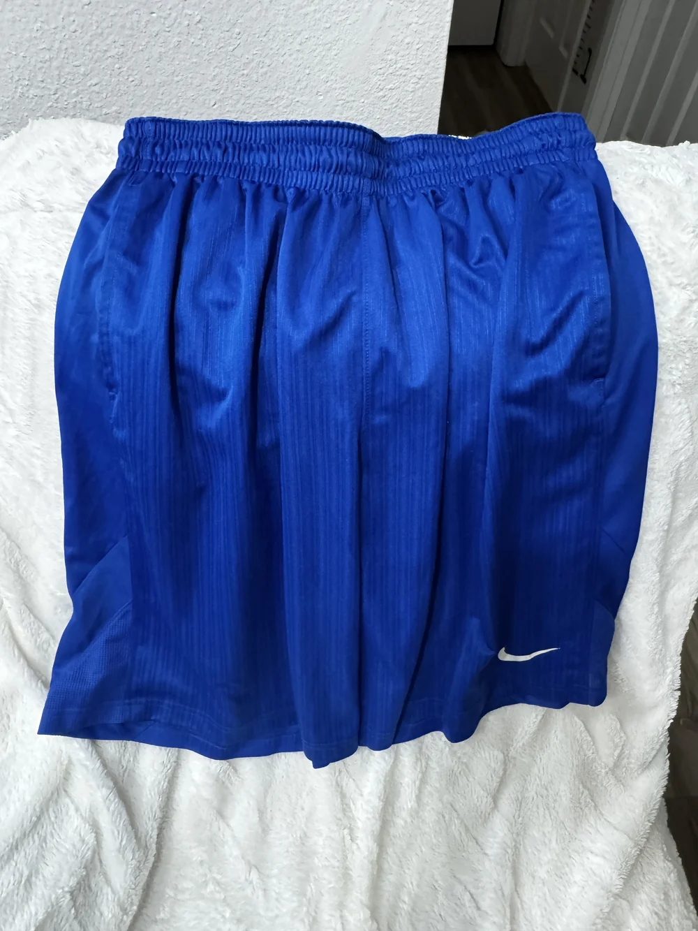 Nike Men's Royal Blue Athletic Shorts with White Swoosh